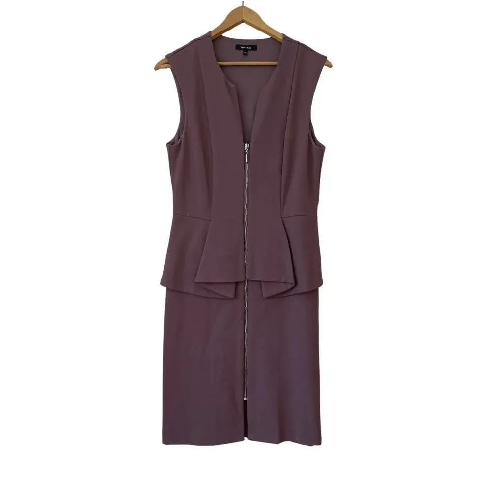 RW&co mauve  stretch zip front cocktail / work‎ dress size medium
